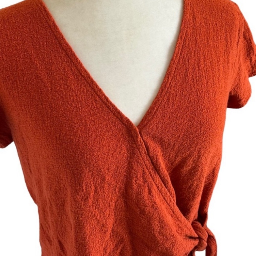 Madewell 🌟 Vneck Wrap Orange Top 🌟 - Picture 3 of 5